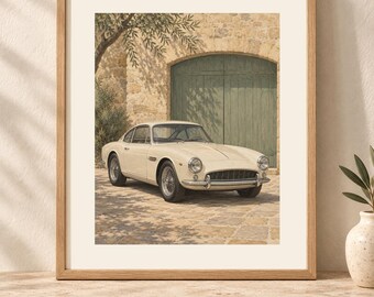 Vintage Car Print, Sage Green Garage Wall Art, Digital Download