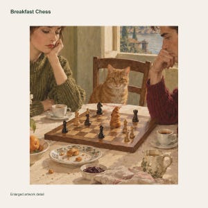 Breakfast Chess Poster, Retro Wall Art, 50x70 cm Unframed Matte Print image 3
