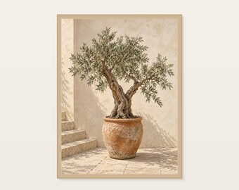 Olive Tree Art Print, Mediterranean Wall Decor, Unframed Matte Poster, 12x16, 16x20 or 50x70 cm