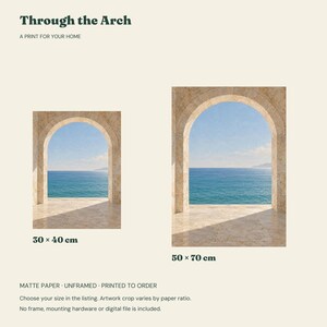 Mediterranean Arch Print, Coastal Sea View Wall Art, 30x40 or 50x70 cm Unframed Matte Poster Bild 2