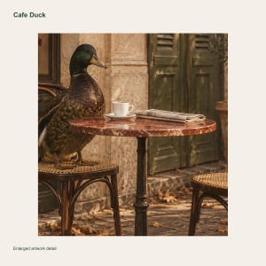 Cafe Duck Poster, Retro Wall Art, 50x70 cm Unframed Matte Print image 3