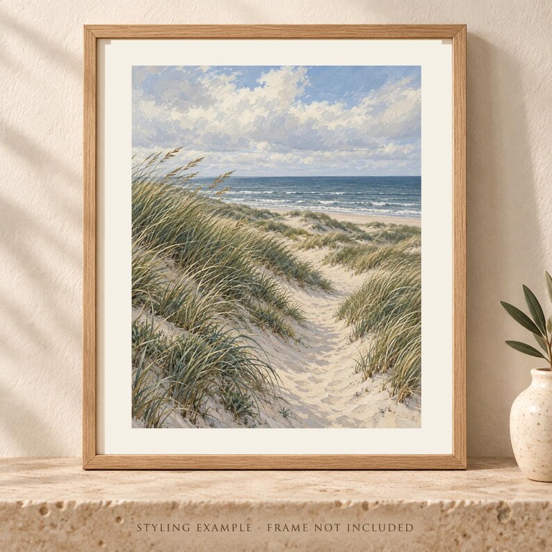 Coastal Dunes Art Print, Neutral Beach Wall Decor, Unframed Matte Poster, 12x16 or 16x20 Bild 1