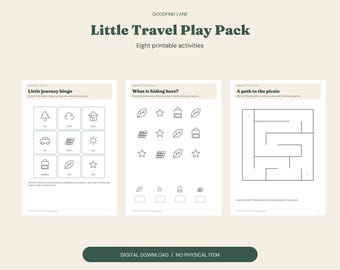 Kids Travel Activity Pack PDF, 8 Games and Drawing Pages for Ages 4-6