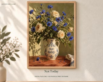 Not Today Printable Wall Art, Retro Digital Download, 5 PDF Sizes Including 50x70 cm