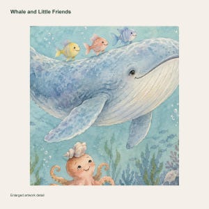 Whale and Little Friends Printable Wall Art, Kids Room Digital Download, 5 PDF Sizes Including 50x70 cm imagen 3