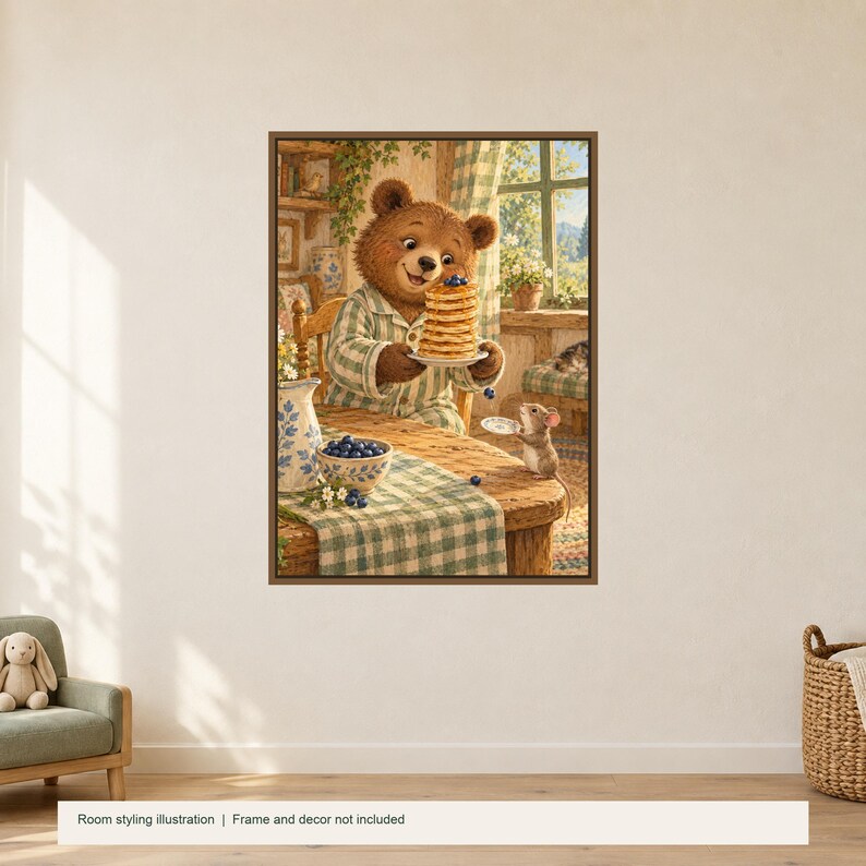 Pancake Bear Printable Wall Art, Kids Room Digital Download, 5 PDF Sizes Including 50x70 cm image 2