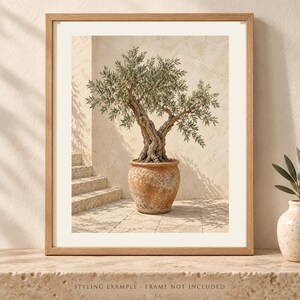 Olive Tree Art Print, Mediterranean Wall Decor, Unframed Matte Poster, 12x16 or 16x20 image 1