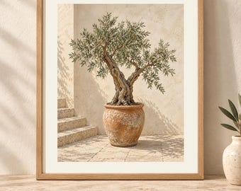 Olive Tree Art Print, Mediterranean Wall Decor, Unframed Matte Poster, 12x16 or 16x20