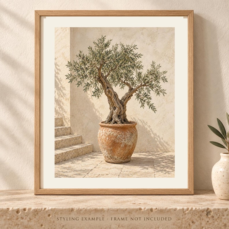 Olive Tree Art Print, Mediterranean Wall Decor, Unframed Matte Poster, 12x16 or 16x20 image 1
