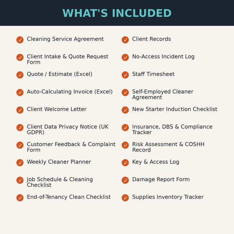 Sample Word Service File UK Cleaning Business Template Pack | 20 Editable Word & Excel Files ...