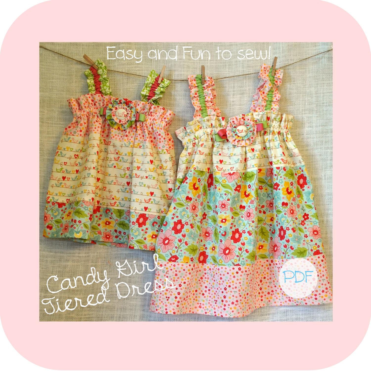 Candy Girl Tiered Dress Baby Toddler Girls Easy PDF Dress Etsy