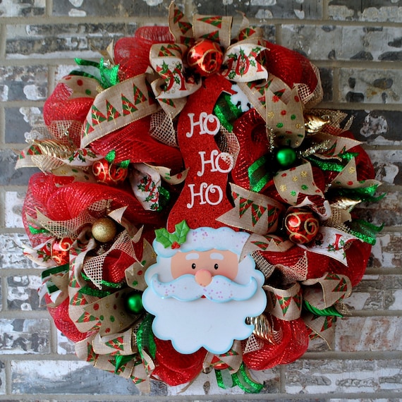 Rocking Around the Christmas Tree with Santa Fun Deco Mesh Etsy
