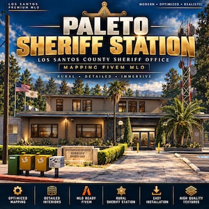 Estación del Sheriff de Paleto Bay FiveM MLO | Celdas, Oficinas, Armería y Garaje | Cuartel General de Juego de Rol del Sheriff de BCSO | Optimizado |