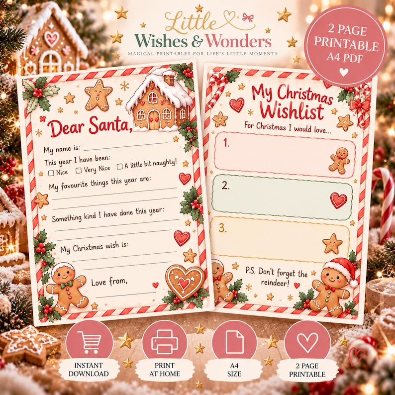 Autoization Letter Gingerbread Dear Santa Letter Printable | Christmas Wishlist for Kids ...
