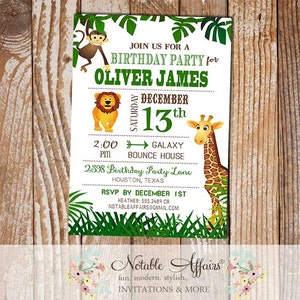 Wild Jungle Theme Zoo Animal Birthday Invitation no color changes or wording changes except party details image 1