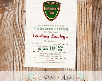 Camping Birthday invitation - Troop Beverly Hills inspired campout invitation - Smores birthday party - glamping - no color changes
