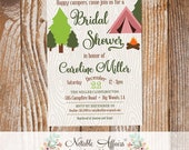 Happy Campers Woods Tent Campfire Smores Baby Shower Bridal Shower etc Hiking Camping Invitation - Away to the woods troop, wilderness party Il_170x135