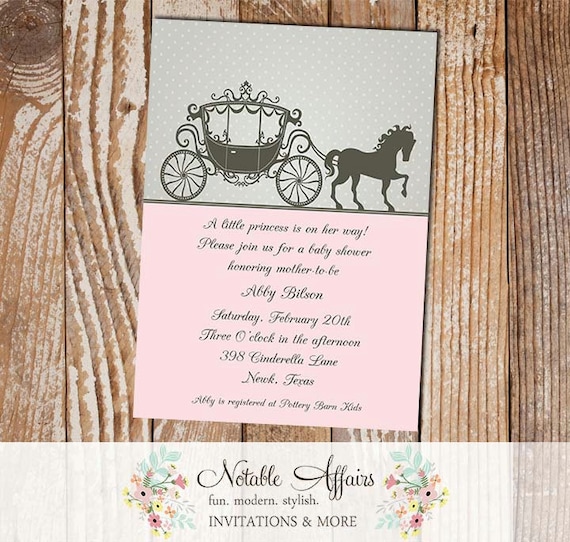 Horse And Carriage Chic Princess Personalised Birthday Party Thank You Cards