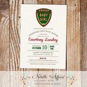 Camping Baby Shower invitation - Troop Beverly Hills inspired campout invitation - Smores baby shower - no color changes