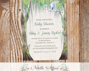 Watercolor Cajun Louisiana Swamp Bayou Baby Shower Bridal Shower Engagement Party etc invitation - no color changes
