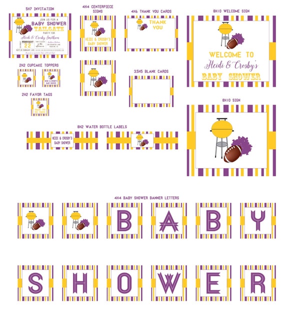 Purple And Yellow Gold Tailgate Baby Shower Party Package Grill Purple And Yellow Gold Tailgate Baby Shower Party Package Grill