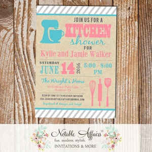 Kitchen Pantry Shower Utensils Housewarming Party Bridal Shower Couples Shower Invitation on kraft - accent colors can be changed