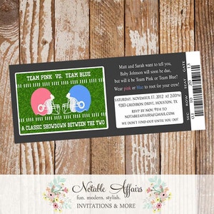 Football themed ticket invitation - Perfect for gender reveal parties or showers during football season