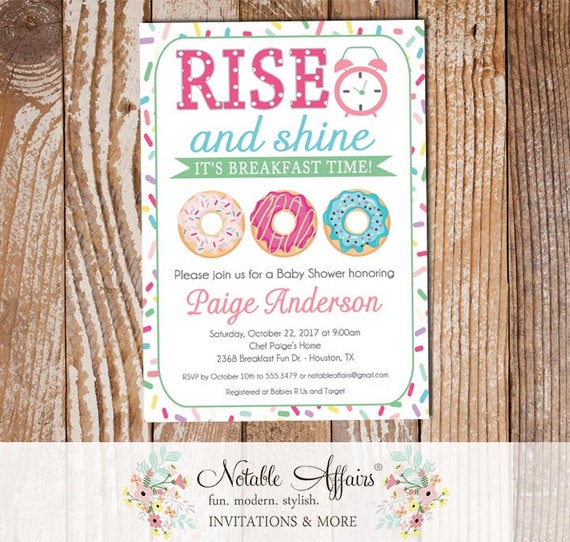 Rise And Shine Donut Sprinkles Colorful Baby Shower Invitation