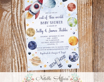 Astronaut Rocket Outer Space Lift Off Out of this World Baby shower invitation - Planets Outer Space - Blast Off Shower Invitation