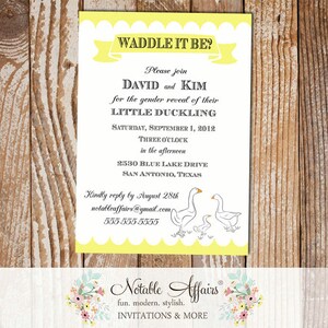 Waddle It Be Baby Duck Gender Reveal Party Shower Invitation - wording can be changed