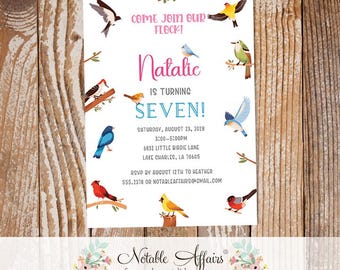 Colorful Watercolor Birds Little Birdie Told Us Simple Lets Flock Together Birthday Baby Shower Invitation - no color changes