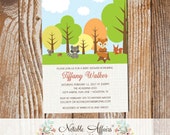 Woodland Forest Animals invitation with trees and creatures - woodland animals baby shower invitation - no color changes Il_170x135
