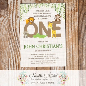 Wild With Excitement Jungle Theme Zoo Baby Animal Birthday Party Invitation - Zoo Birthday - Jungle Birthday - no color changes - any age