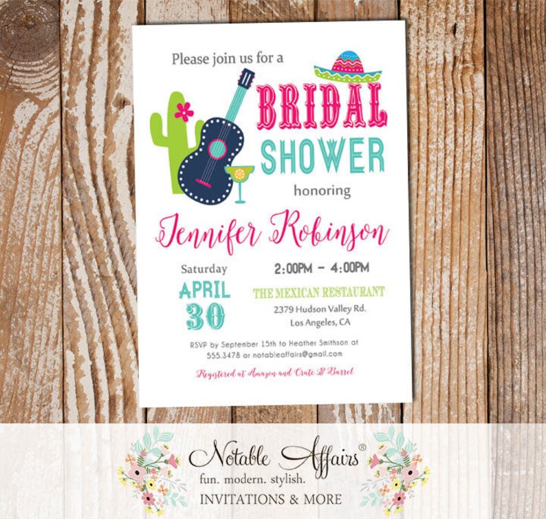 Bright Colorful Mexican Fiesta Invitation Bridal Shower invitation Baby Shower, Birthday, etc cinco de mayo any event image 1