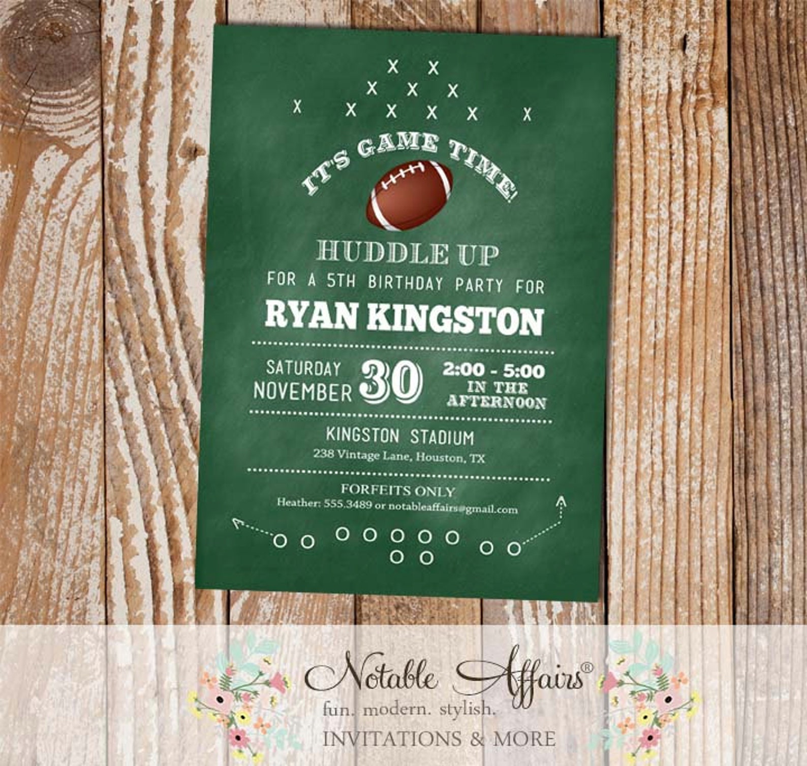 Chalkboard Football Play Birthday Invitation Football Etsy