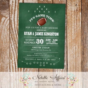 Chalkboard Football Play Baby Shower Invitation - Football baby shower invitation - no color changes - any event