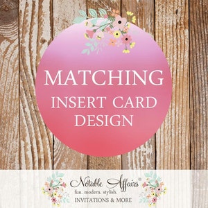 Matching Insert Card - Choose your invitation and matching card - for registry information, bring a book card, etc.