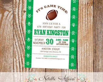 Football Field Tailgate Birthday Invitation - Football birthday party invitation - any age - choose your text accent color