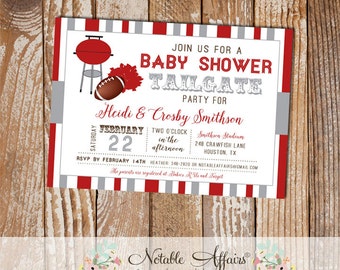 Dark Red and Gray Football Tailgate Baby Shower Invitation - choose your 2 colors - Baby Shower Tailgate Party - Football shower
