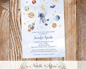 Astronaut Rocket Outer Space Lift Off Out of this World Baby shower invitation - Planets Outer Space - Blast Off Shower Invitation