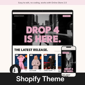 Clothing Brand Shopify Theme, Streetwear Website Template, Pink Online Store 2.0, Farebox