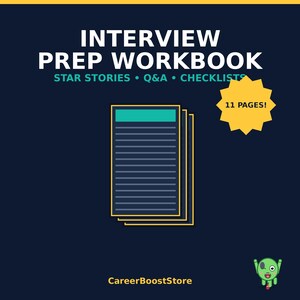 Interview Preparation Workbook | STAR Method Guide | 20 Common Questions & Answers | Printable Job Interview Prep Planner PDF