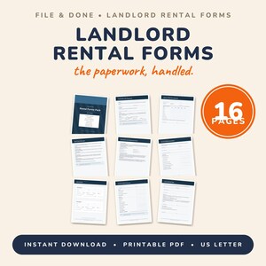 Landlord Forms Printable | Rental Application, Lease Agreement, Tenant Screening, Rent Receipt, Inspection | 8 Forms PDF image 1