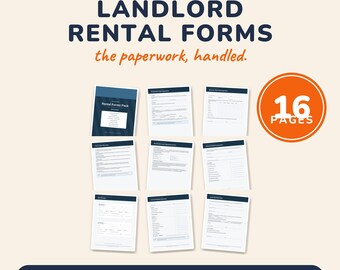 Landlord Forms Printable | Rental Application, Lease Agreement, Tenant Screening, Rent Receipt, Inspection | 8 Forms PDF