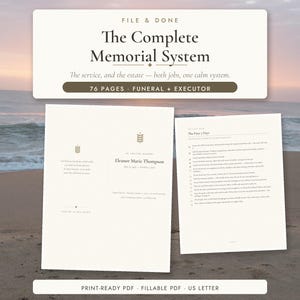 Funeral Program Bundle + Executor Checklist | Complete Memorial System | Memorial & Estate Organizer | Printable + Fillable PDF | 76 Pages
