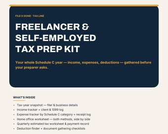 Kit de preparación de impuestos para autónomos / Organizador de impuestos para trabajadores por cuenta propia, hojas de trabajo del Anexo C, registro de formularios 1099, registro de gastos / PDF imprimible y rellenable