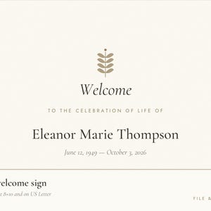 Funeral Welcome Sign + Memorial Signs & Cards | Table Signs, Prayer Cards, Guest Book, Thank You Cards | Printable PDF image 3