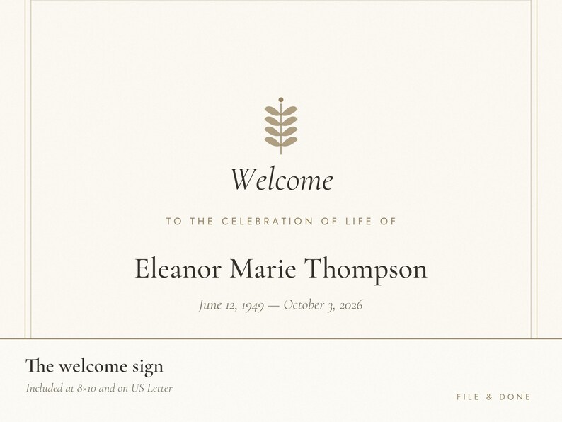 Funeral Welcome Sign + Memorial Signs & Cards | Table Signs, Prayer Cards, Guest Book, Thank You Cards | Printable PDF image 3