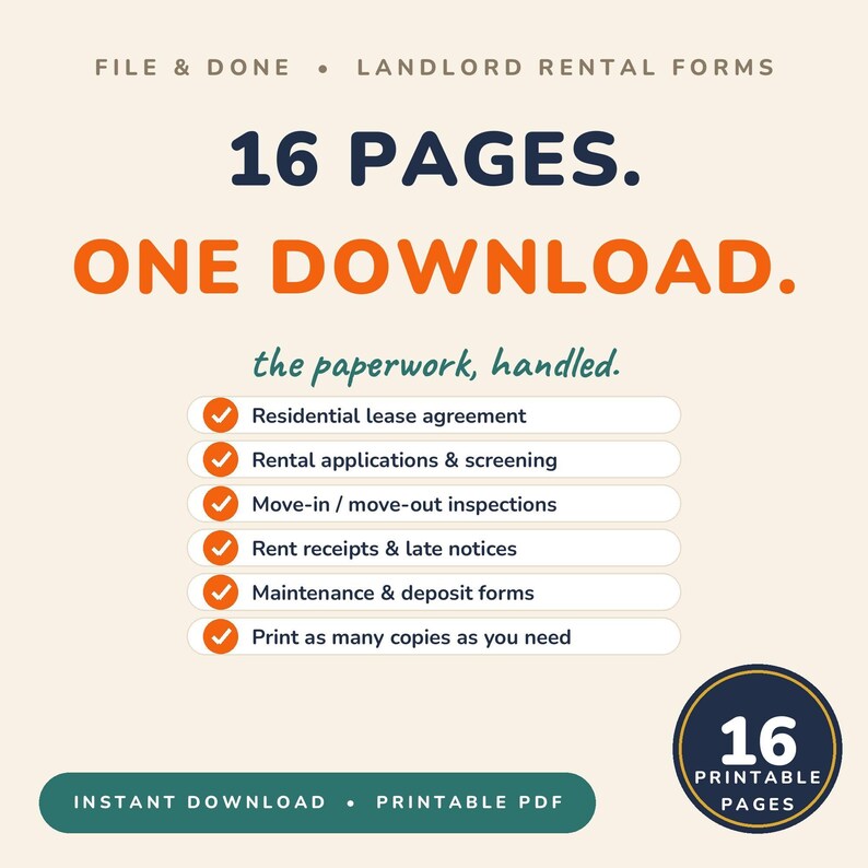 Landlord Forms Printable | Rental Application, Lease Agreement, Tenant Screening, Rent Receipt, Inspection | 8 Forms PDF image 5