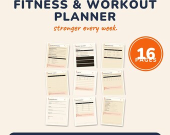 Planificador de entrenamiento imprimible / Planificador de fitness en PDF para principiantes, registro de ejercicios, seguimiento de hábitos, diario de gimnasio / Plan semanal